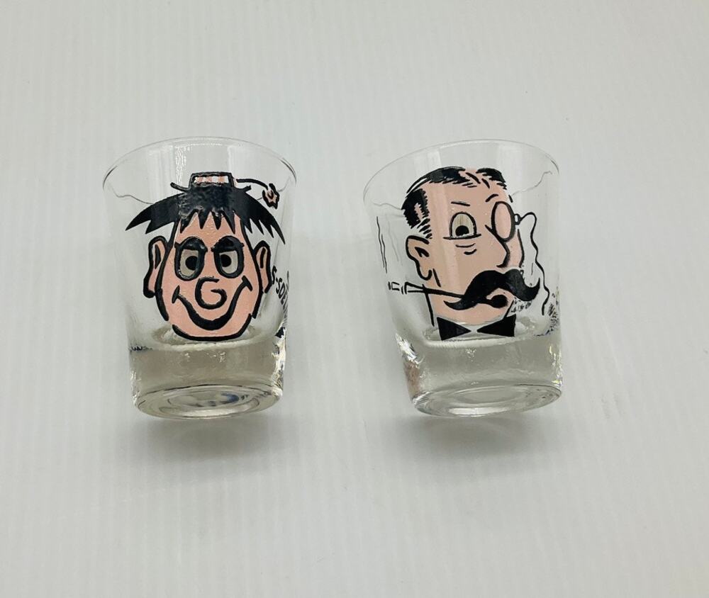 Vintage 1950s Novelty "Roving Eyes" Shot Glasses - set of 2